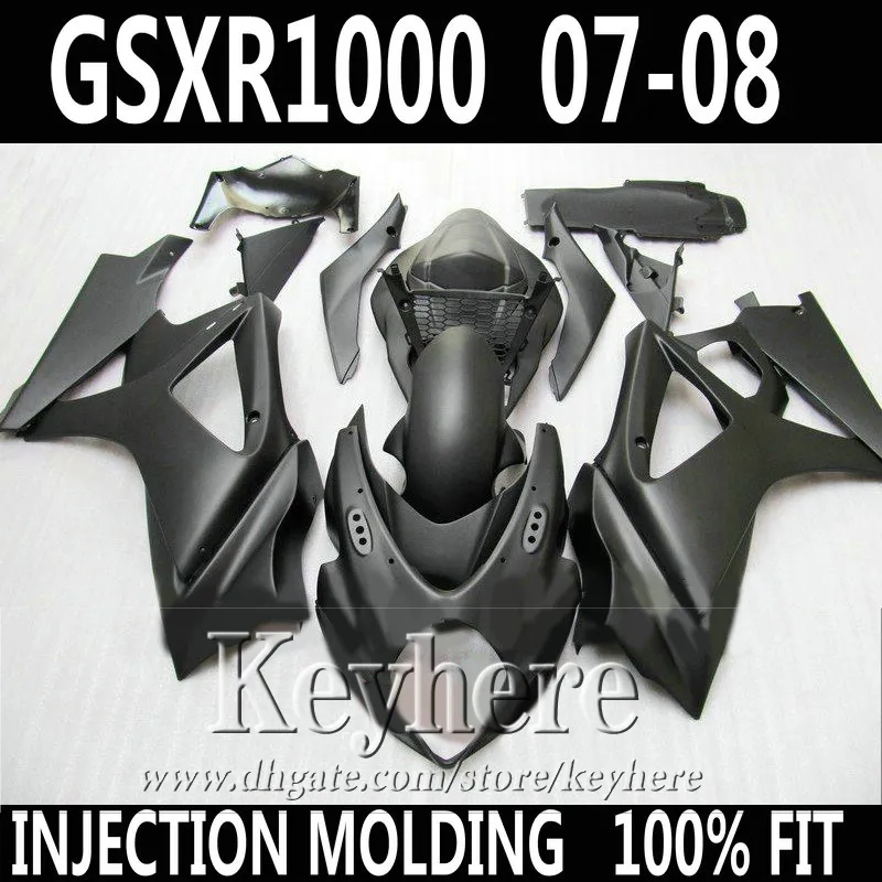 For SUZUKI GSXR 1000 fairing kit 2007 2008 all matte black fairing