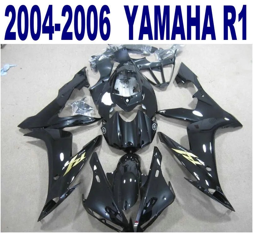 Injektionsgjutning Ny Fairing Kit för Yamaha YZF-R1 04-06 Alla Black Bodywork Fairings Set YZF R1 2004 2005 2006 PQ95 +7 Presenter