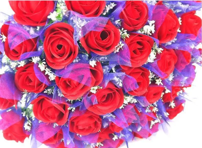 36 رؤساء ديريك روز الزفاف باقات زهور اصطناعية الحرير ارتفع روزفلويد الجسم باقات روز الأحمر شحن مجاني SF0201