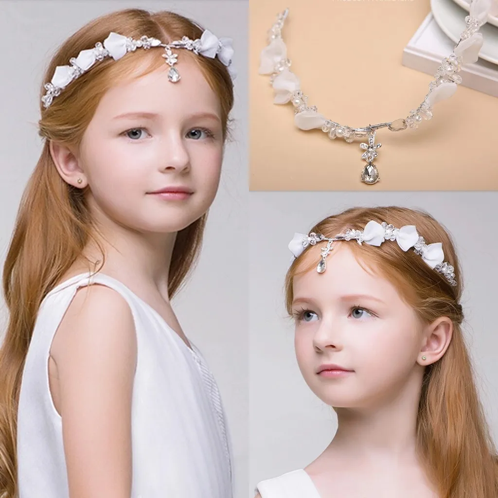 Newest Junior Bridesmaid Bride Accessories Headband Hairwear Crystal Children Hair Wedding Accessories Rhinestone Girls Head Pieces