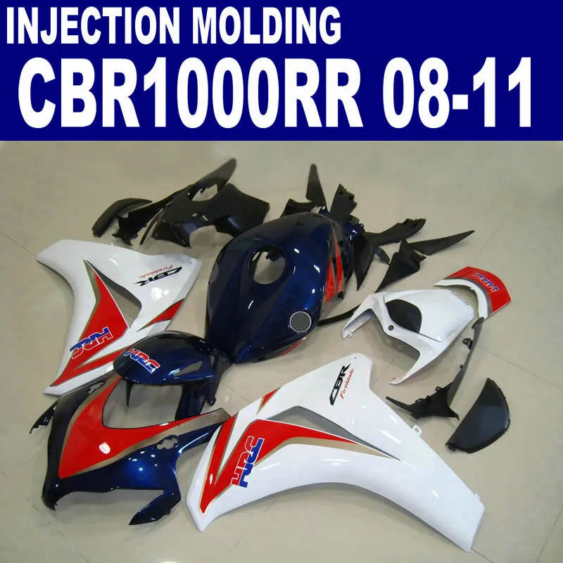 Kit de carenagem de alta qualidade de moldagem por injeção para HONDA CBR1000RR 2008 2009 2010 2011 carenagem de vermelho azul CBR1000 RR carenagens set 08-11 # U33