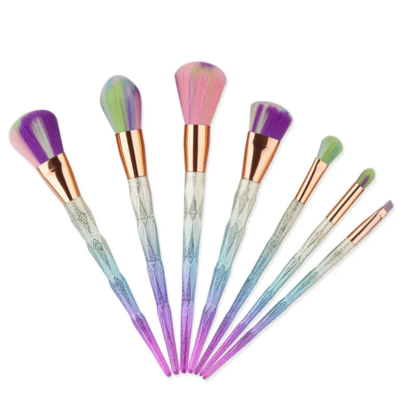 Diamond Makeup Brush Sets Eyeshadow Foundation Face Powder Cosmetics Beauty Tools Rainbow Mermaid Make up Brushes Kits