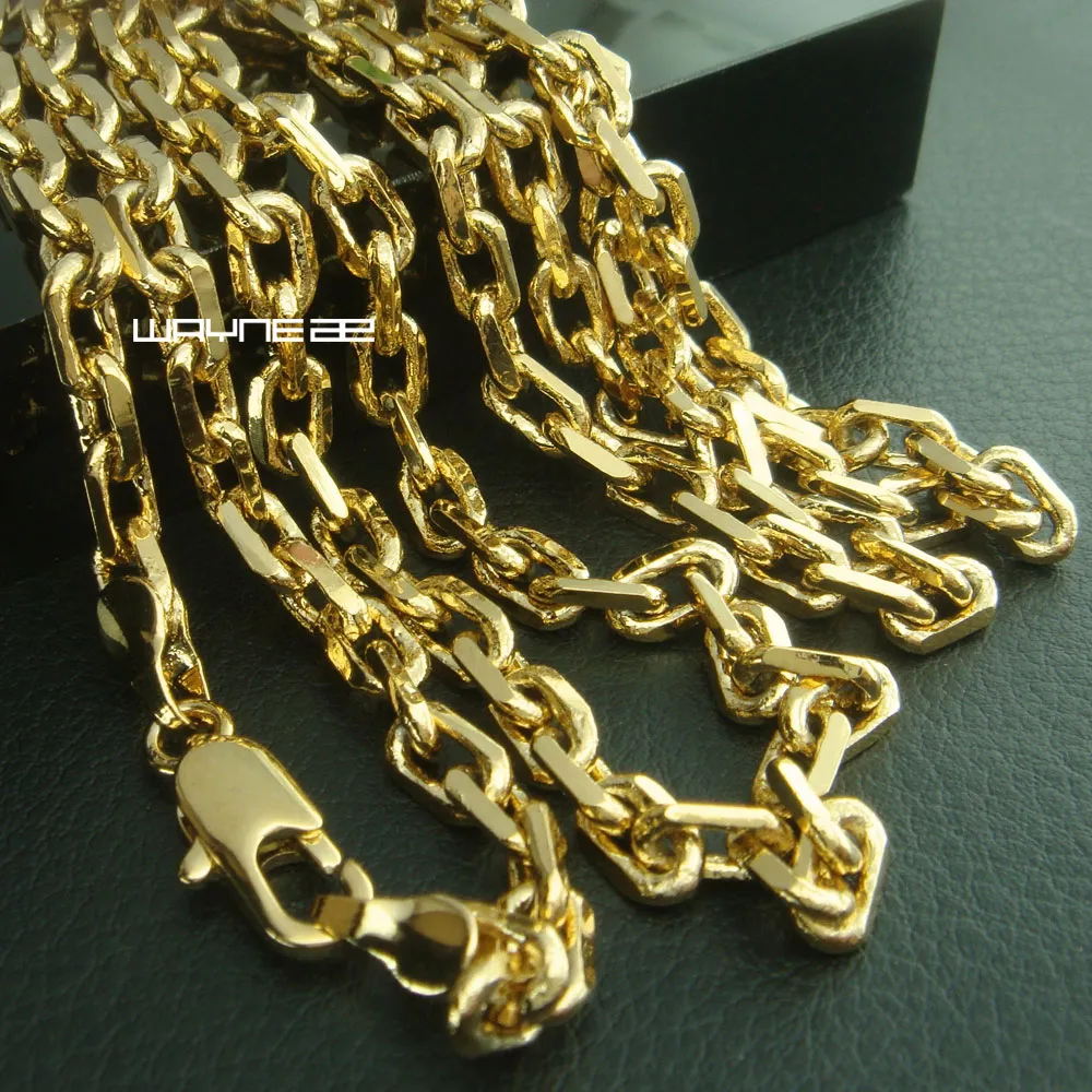 18K 18CT Gold Filled Uomo 3,5mm larghezza 59cm Lunghezza Collana a catena N286