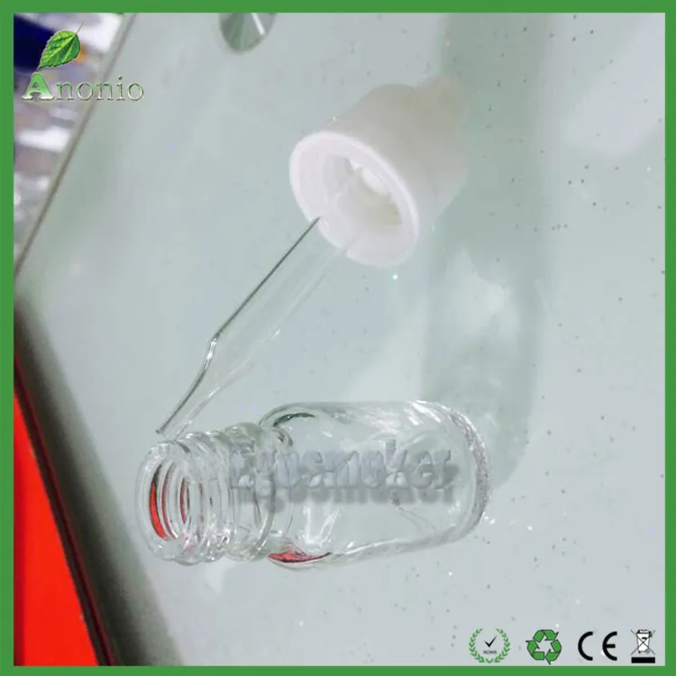 5ml 10ml 15 ml 30 ml 50 ml przezroczyste szklane butelki E-cieczowe z czarnym anodowanym pierścieniem i czarną gumową szklaną szklaną szkła EJUICE Dropper butelki