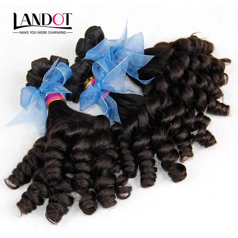 Grade 8A Unprocessed Raw Indian Aunty Funmi Curly Virgin Human Hair Weaves Bundles Romance Sprial Bouncy Egg Curls Natural Color Can Bleach