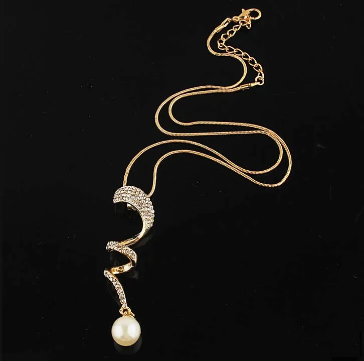 Un ensemble de bijoux en or 18 carats pour femmes, rempli de cristal autrichien, design unique, chaîne, collier, boucles d'oreilles, cadeaux pour femmes, 2768