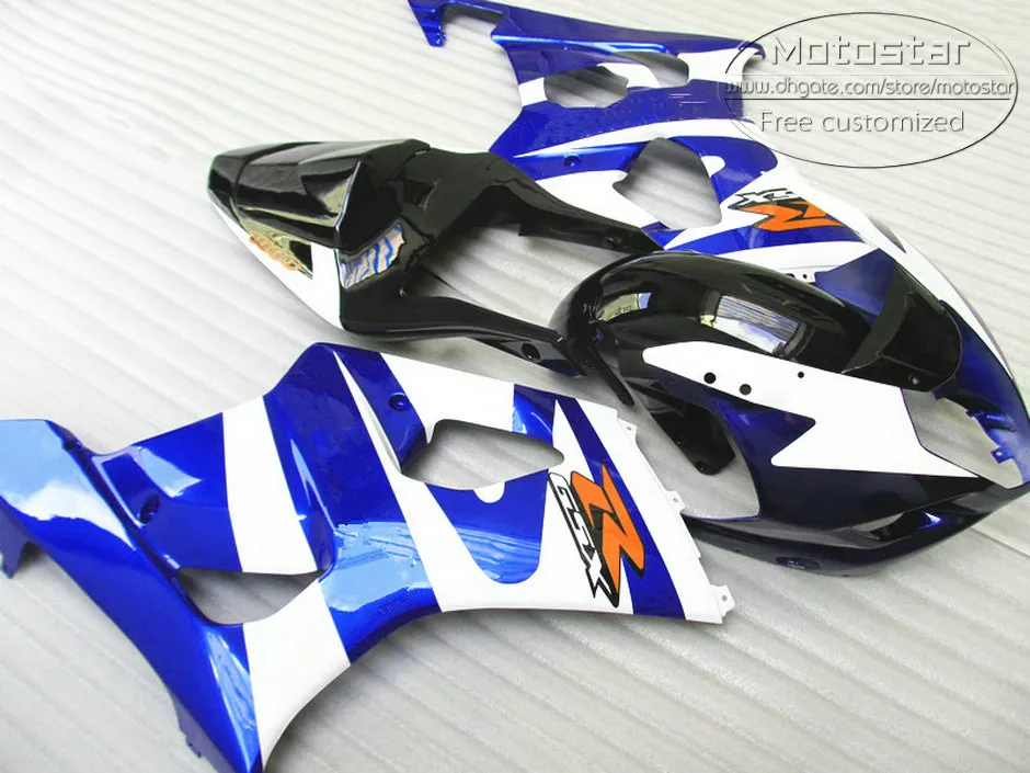 Lägsta Pris Fairing Kit för Suzuki GSX-R1000 2003 2004 K3 K4 Blå Vit Svart Fairings Set GSXR 1000 03 04 BodyKits JD8