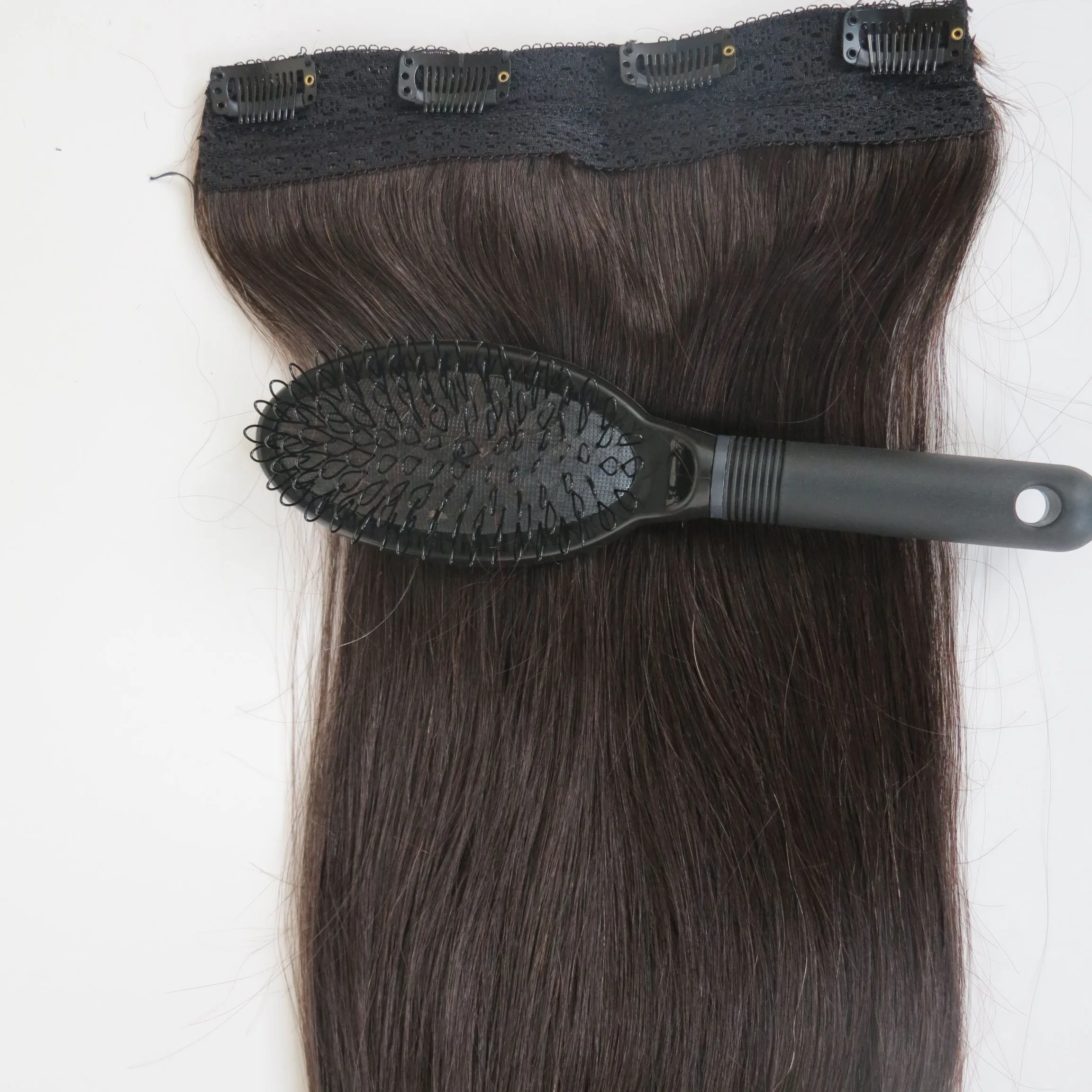 80g 1 stks / set Clip in menselijke haarextensies 20 20 inch Braziliaanse Remy rechte menselijke haarproducten Gratis kam