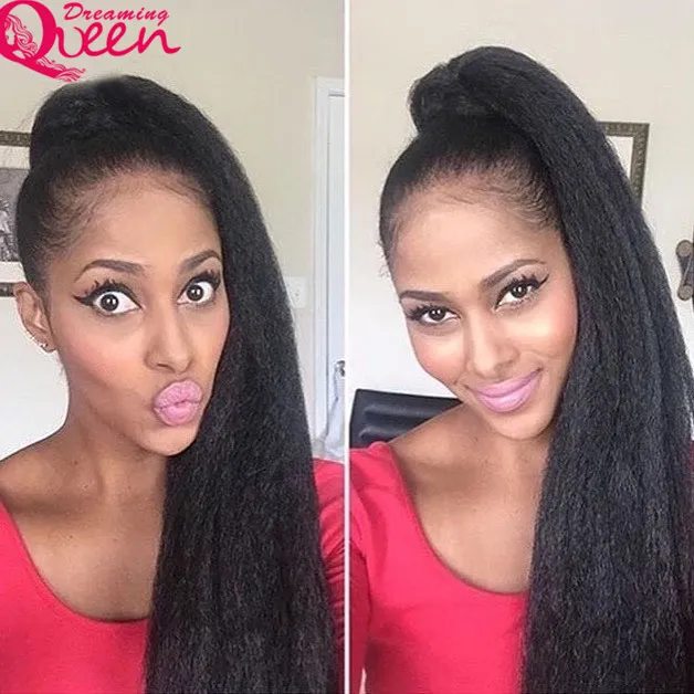 Kinky Straight 13x4 Lace Front Wig With Baby Hair Virgin Human Hair Wigs Yaki Pre-plucked Hairline for Black Women