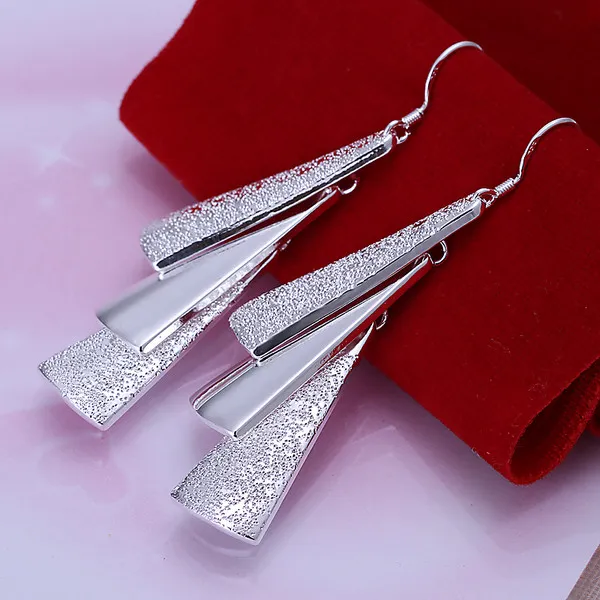 Gloednieuwe Sterling Silver Plate Drie oorbellen DFMSE015, Dames 925 Zilveren Dangle Kroonluchter Oorbellen Veel