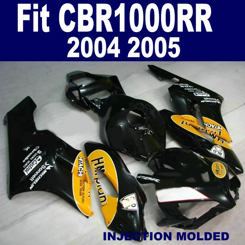 Top Quality Fairing Body Kit för Honda Injektionsform CBR 1000 RR 04 05 Orange Svart Fairings Set 2004 2005 CBR1000RR XB61