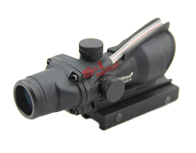 Mira táctica de punto rojo con fuente de fibra ACOG 1x32 con miras para rifle de fibra roja auténtica Black4019508