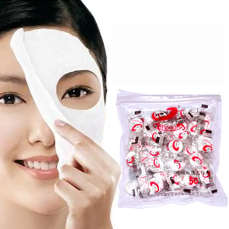 100 Pz/lotto Nuova Pelle Viso Cura FAI DA TE Facciale Compresso Maschera Sbiancante Carta Tablet Masque Maschera Spedizione Gratuita via EMS