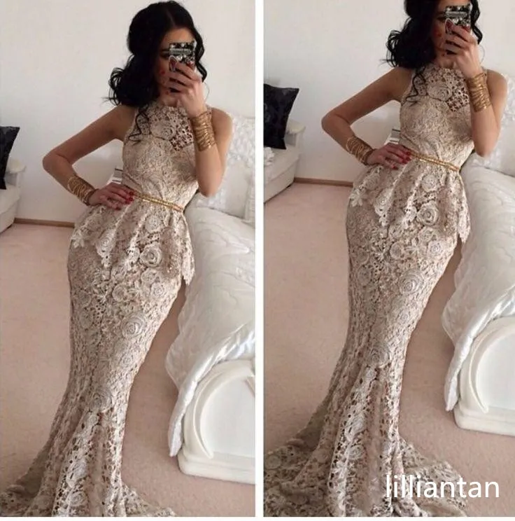 South African Women Fashion Mermaid Celebrity Prom Klänningar med Bellanaija Nigerian Lace Aso Ebi Styles Evening Party Dresses Designer