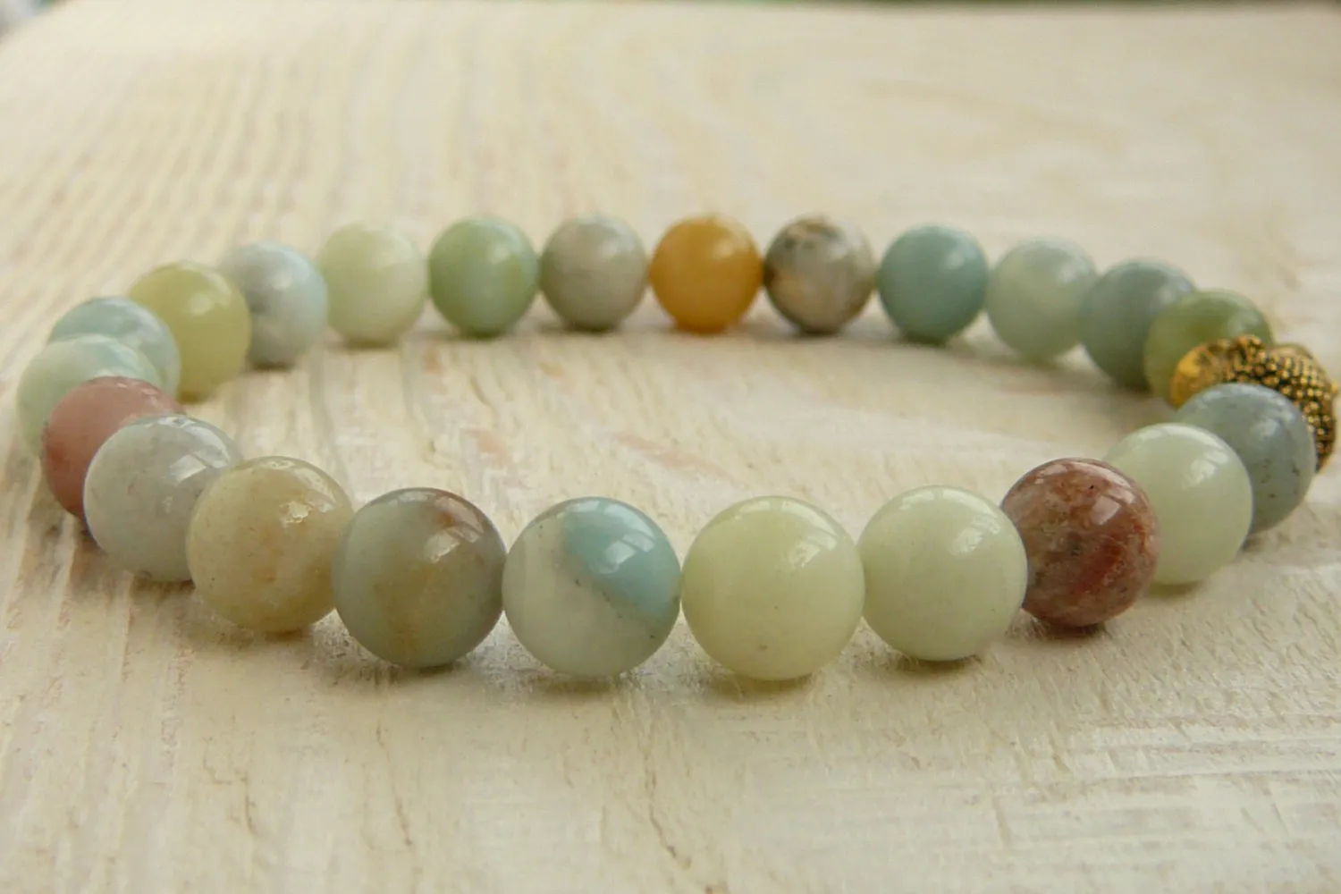 SN0244 Buddha Bransoletka Amazonite Medytacja Stretch Bransoletka Joga Biżuteria Uzdrowienie Buddyjska Bransoletka Prezent Dla jej Darmowa Wysyłka