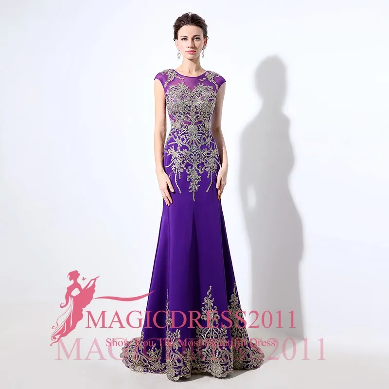Abiti Da Sera Lunghi Viola Arabi Sauditi 2019 Custom Made LX039