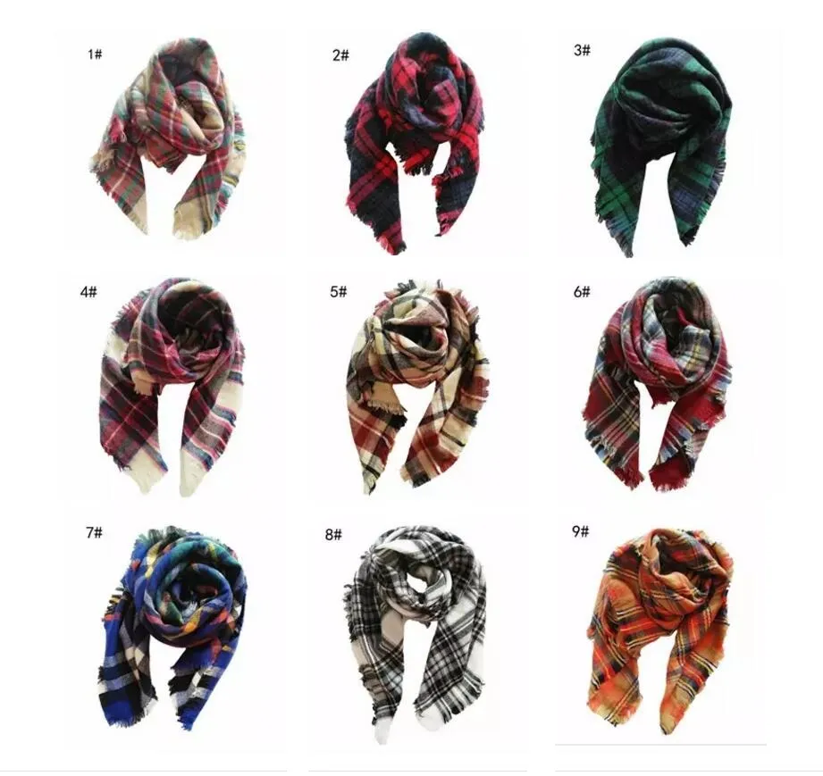 女性の男性のためのユニセックスのブランドファッション冬のスカーフのための男性一般的な子供たちの格子縞のカシミヤスカーフ男の子の女の子両親のスカーフ