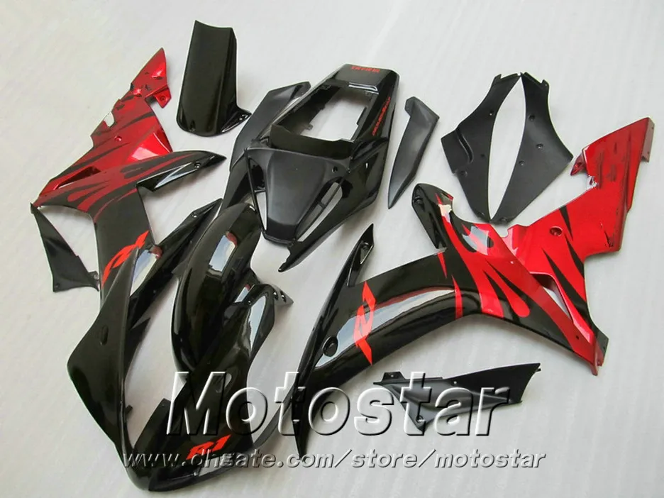 Bästa kvalitetsinsprutning Fairings för Yamaha R1 2002 2003 Red Black Fairing Kit 02 03 YZF R1 Full Set Body Parts LQ4