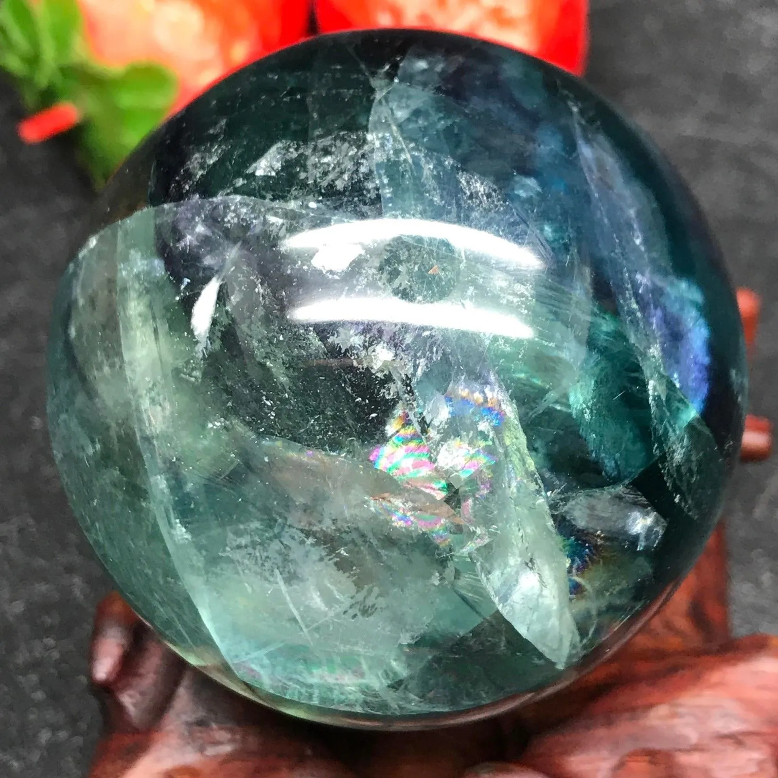 Cerca de 200gCerca de 50mm Esfera de cristal de quartzo fluorite natural Bola de curaPresente de HalloweenDecoração de casa4356418