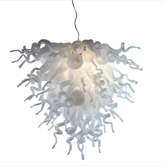 Handmade Murano Glass Milk White Color High Quality Blown Glass Chandelier Lighting LED Flush Mounted Chandeliers