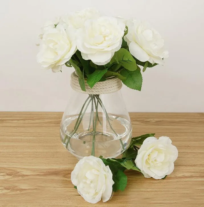 Roses artificielles en soie, vente en gros, fleurs artisanales au toucher réel, pour décoration de salle de mariage, de noël, fleur décorative pour la maison, HR010