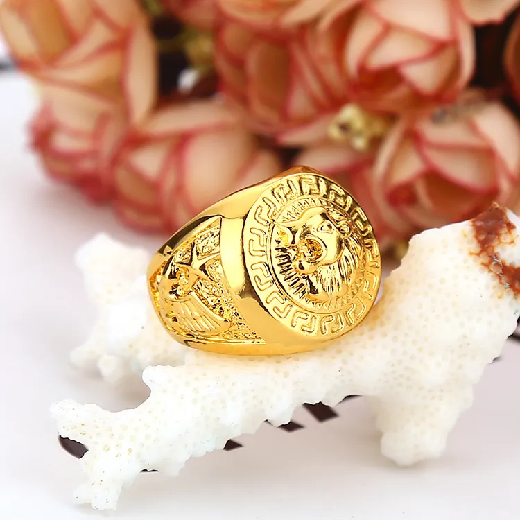 Gold Plated 24k Gold Lion Ring Lion Head Ring Jewelry: 24k Gold