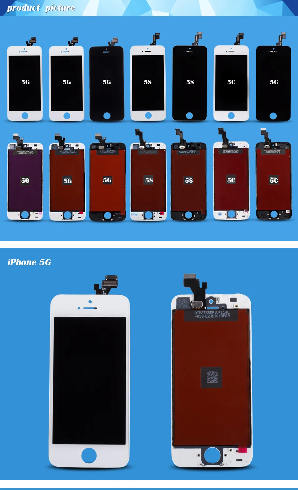 White And Black Colors Display For Iphone 5 5S 5C Mini Compact Touch