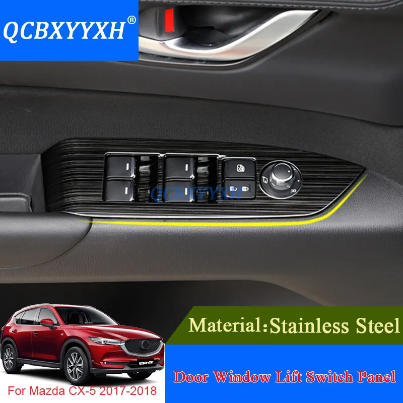 QCBXYYXH 4 pièces décorations internes autocollants ABS style de voiture pour Mazda CX-5 2017 2018 voiture porte lève-vitre interrupteur panneau paillettes