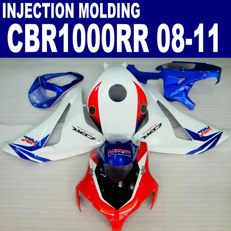 Kit de carenagem de plástico de moldagem por injeção para HONDA CBR1000RR 2008-2011 CBR 1000RR vermelho branco azul carenagem de carroçaria 08 09 10 11 # U11