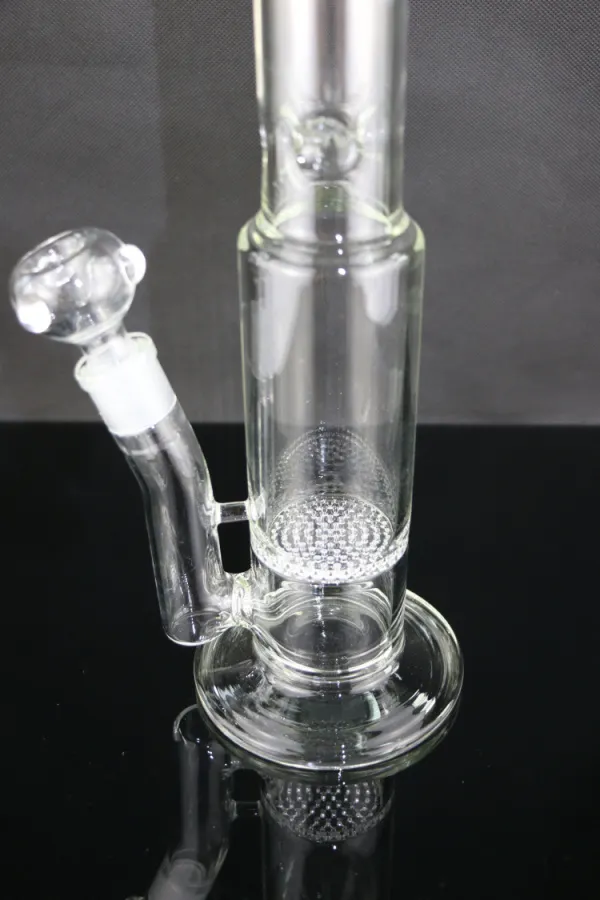 Hookahs Honeycomb Bongs with Grace " Suzy" Ice-catches Water Pipe 17.5" Clear Glass WaterBongs for Smoking