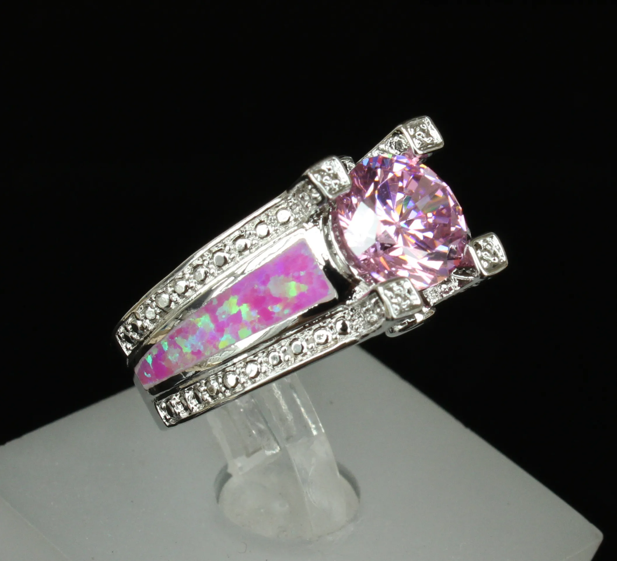 Amazing Pink Fire Opal Wedding Rings USA SIZE 7 8 9 From Fire_opal ...