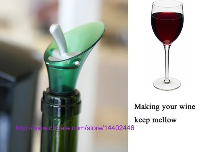 Bar Tools White Red Wine Aerator Plug Cap Bottle Pourer Pour with Silicone Seal Stopper Funnel Shutoff Green Color 201512207869821