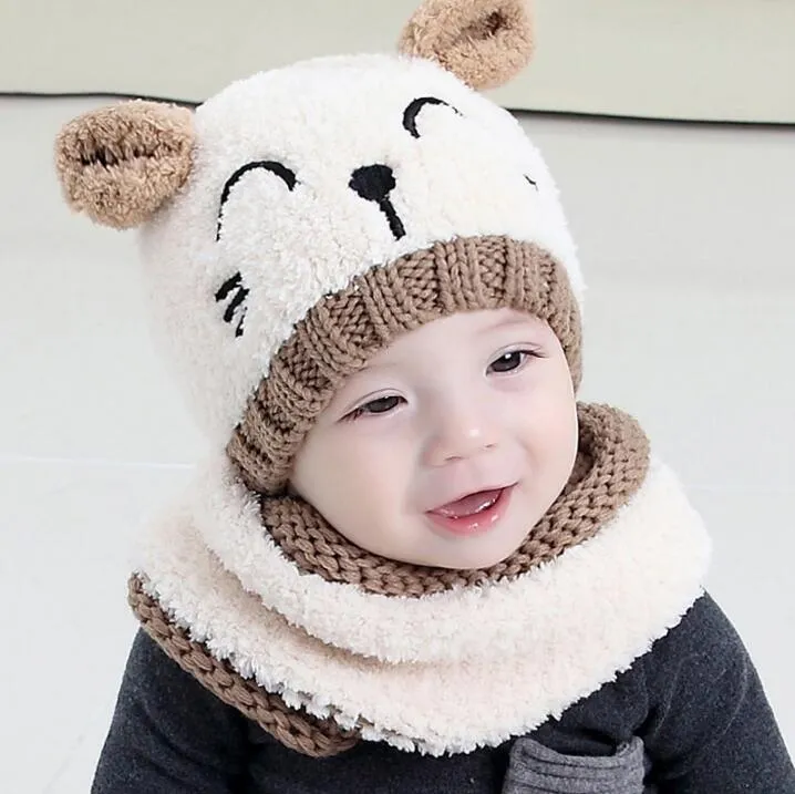 Enfants Laine Tricot Chapeau Écharpe 2 Pièces/Ensemble Bébé Mignon Crochet  Chaud Épais Cachemire Chat Oreille Bonnet Automne Hiver Filles Garçons  Écharpes Du 8,22 €