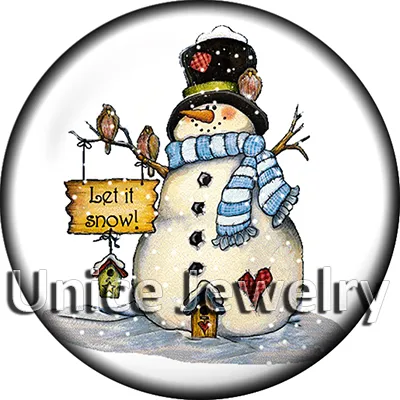 Ad1302596 12/18 / 20mm Snap na Charms do bransoletki Naszyjnik Gorąca Sprzedaż DIY Ustalenia Szklane Przyciski Snap Snowman Design Noosa, Biżuteria, DIY,