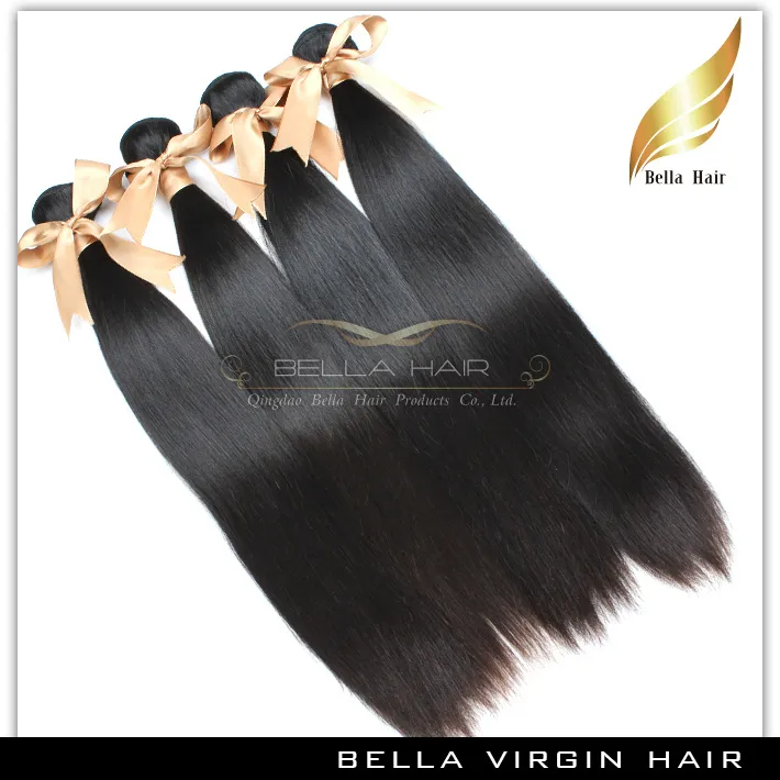 Cheveux extensions 8"-30" Bresilien Vierges Cheveux Tissage Double Perruque Couleur Naturelle Soyeux Tissages Bellahair 9A DHL Shi