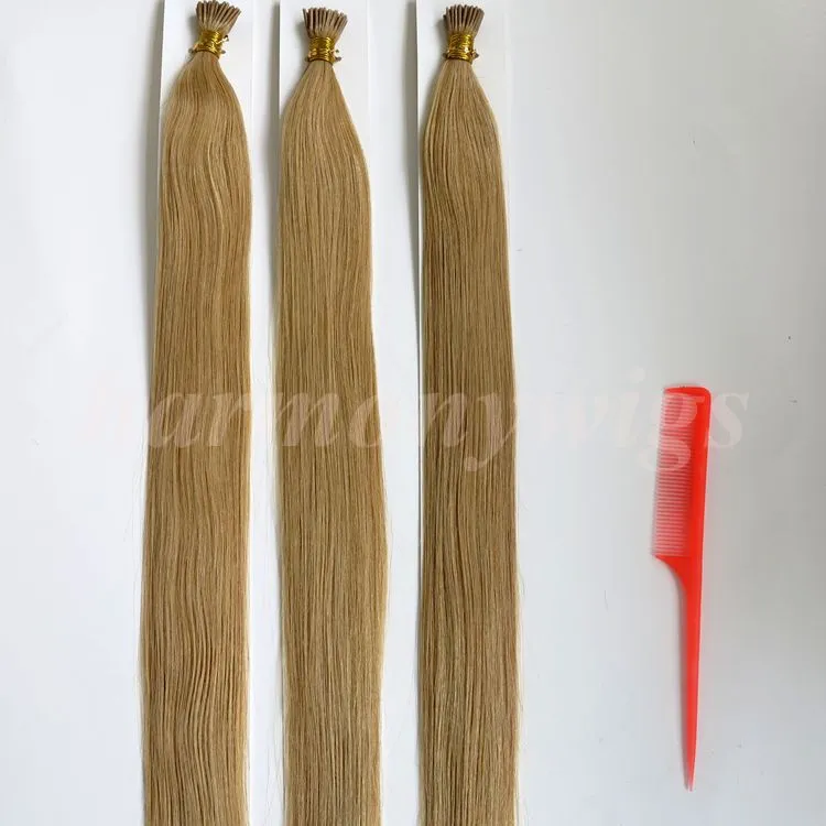 Pre Bonded I Tips Brasilianska Human Hair Extensions 100G 100Strands 18 20 22 24In # Indian Hair Products