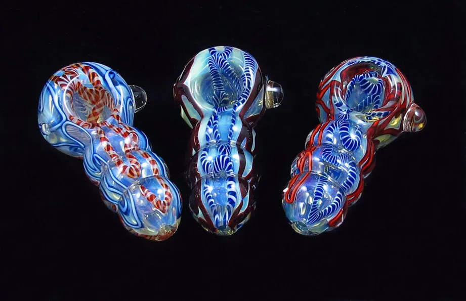 WSC-1023 glass smoking pipes colored spoon pipe hand pipe 90MM