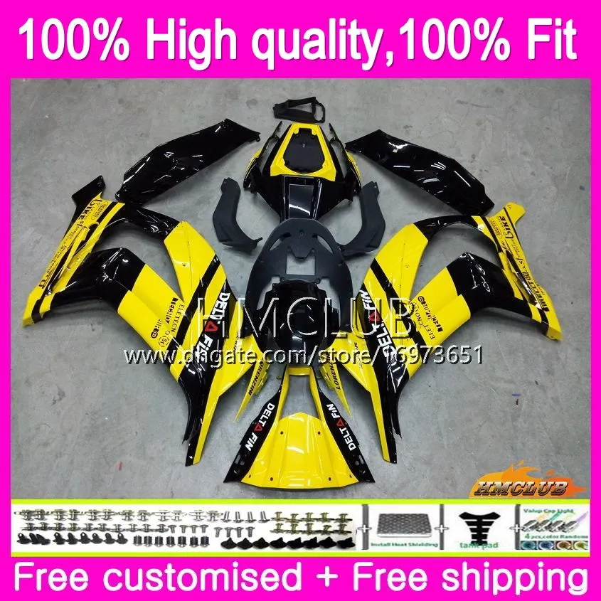 100% Injecção apto para KAWASAKI 1000cc ZX10R ZX10R 16 17 18 Amarelo preto 74HM.69 ZX1000 ZX 10 R ZX 1000 CC ZX 10R 2,016 2,017 2,018 OEM carenagem