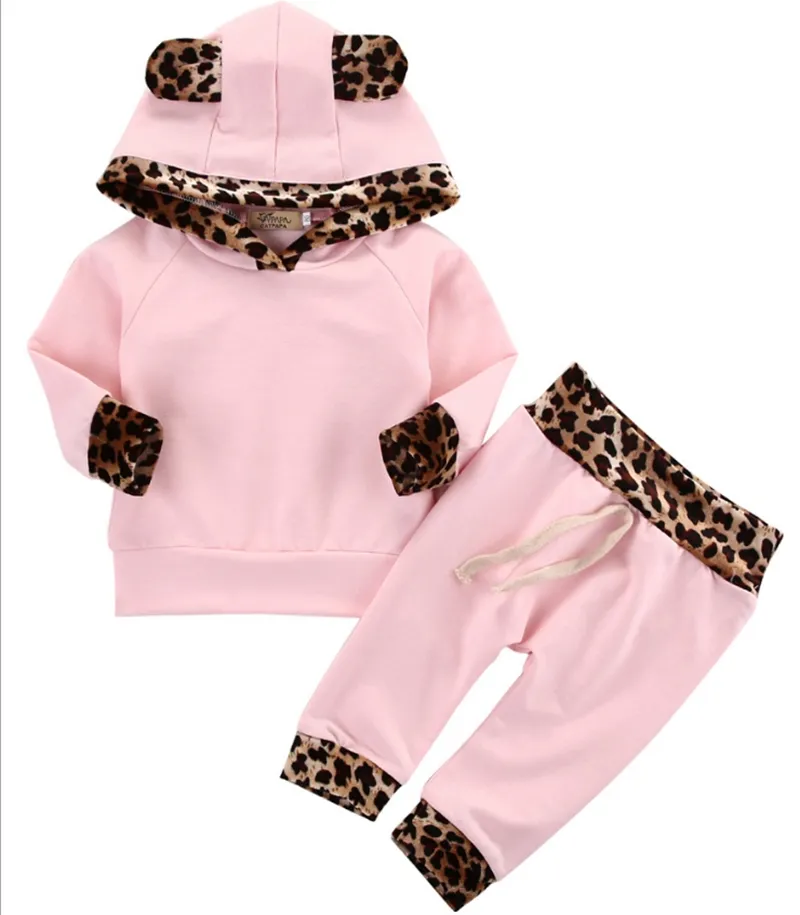 Baby Girl Designer Clothes Leopard Todder Girls Hoodie Pants Sets Long