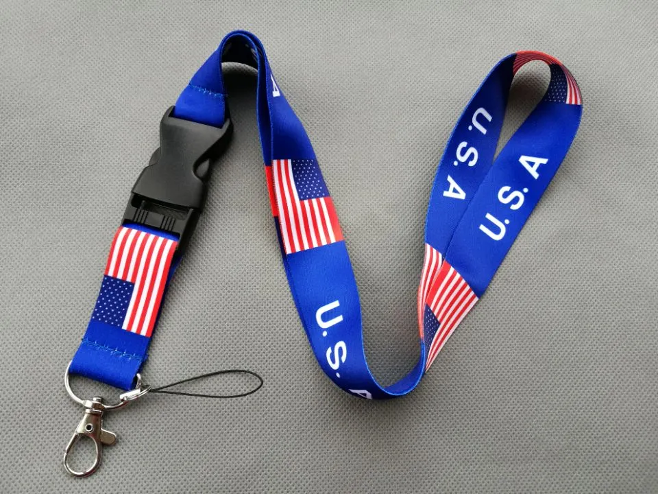 2 stijlen Trump U.S.A Verwijderbare Vlag van de Verenigde Staten Sleutel Hangers Badge Hanger Party Gift Moble Telefoon Lanyard