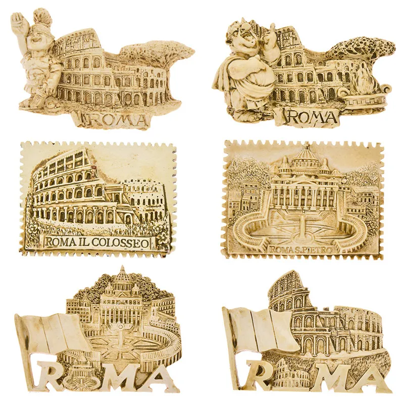 Lychee Roma Resin Fridge Stamp City Hall Flag Colosseo
