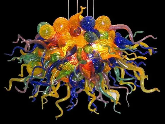 Moderne Brillian Multi Couleur Lustre Soufflé À La Main Lumière Décoratif Suspendus Cristal Art Coloré Lustres En Verre De Murano