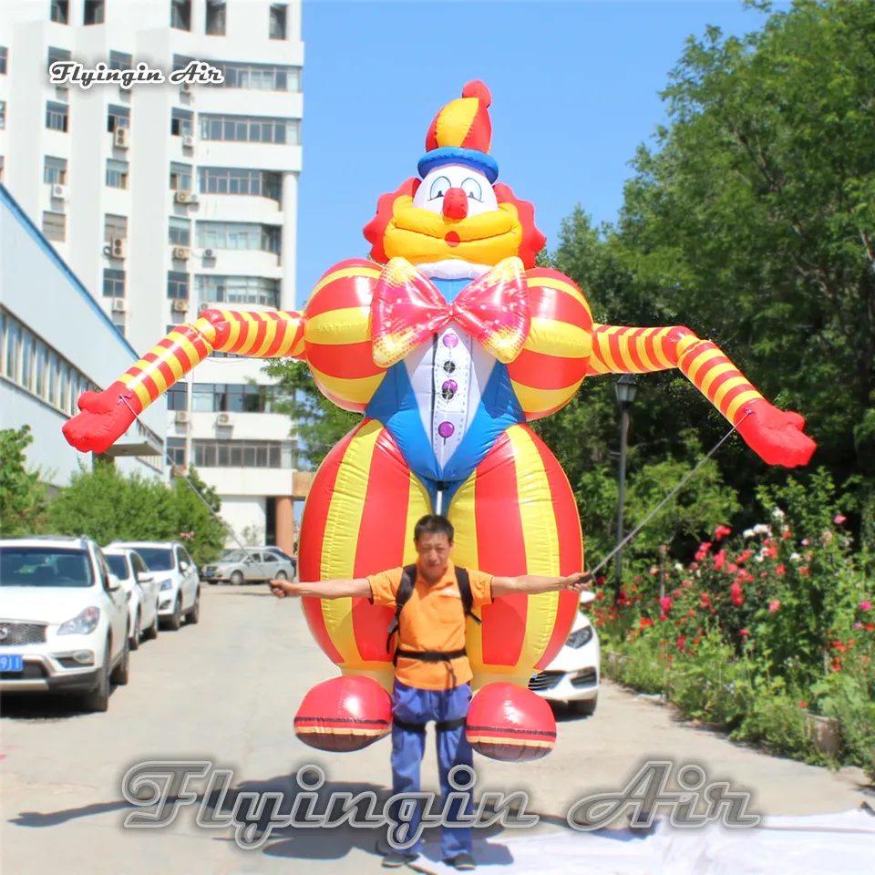 Funny Parade Performance Inflatable Clown Puppet 3.5m Cartoon Figure Walking Blow Up Joker Costume For Circus Show