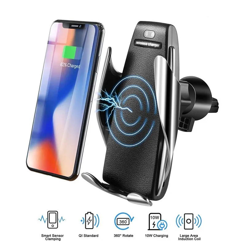 Auto-Berg Qi drahtloses Auto-Ladegerät schnelles schnelles USB-Ladegerät mit Infrarotsensor Für iphone xs maximales iPhone 8 Samsung s9 xiaomi