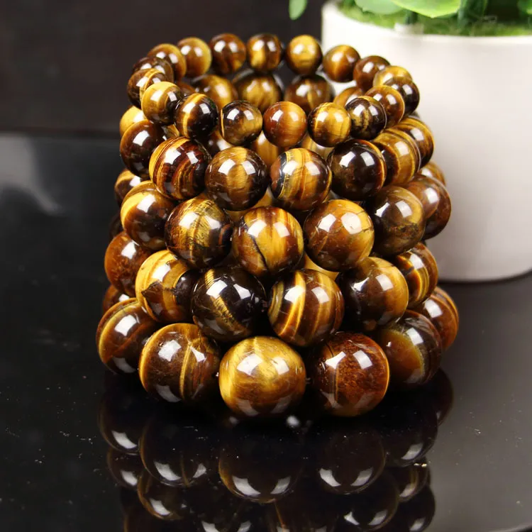 Högkvalitativ 6mm 8mm 10mm Tigers Eye Stone Bead Armband Män Kvinnor Naturliga ädelsten Staplable Armband Smycken Partihandel