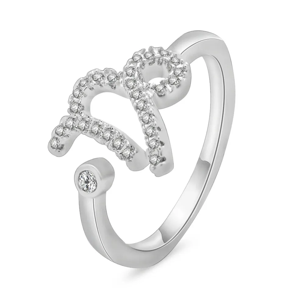 Grossist-constellations diamanter ring för kvinnor lyx diamant zodiac rings s925 silver pläterade konstellation smycken kärlek gåva till gf