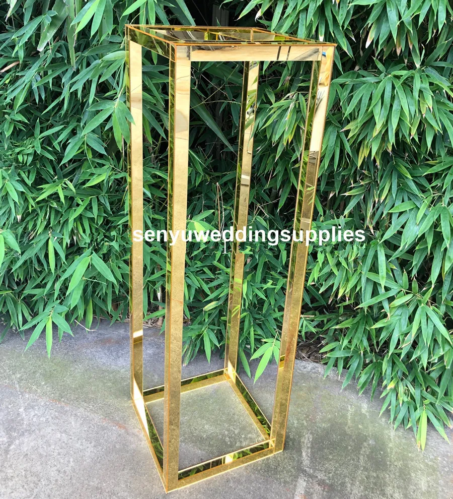 Nieuwe stijl bruiloft metalen gouden bloem vaas kolom stand voor bruiloft centerpiece decoratie Senyu0430