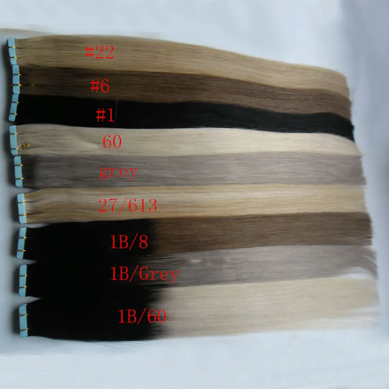 Nastro nelle estensioni Ombre 40 pezzi Remy Balayage Capelli umani Lisci Ombre Estensioni dei capelli di trama della pelle