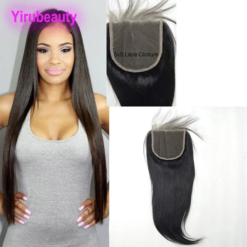 Malaysian 5X5 Size Human Hair Lace Closure Cambodian Virgin Hair Middle Three Free Part Top Closures