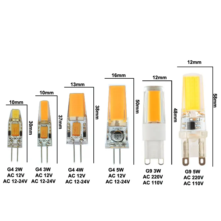 Luchten Geestelijk stapel LED G4 G9 Lamp Bulb AC / DC Dimmen 12 V 220V 2W 3W 4W 5W COB